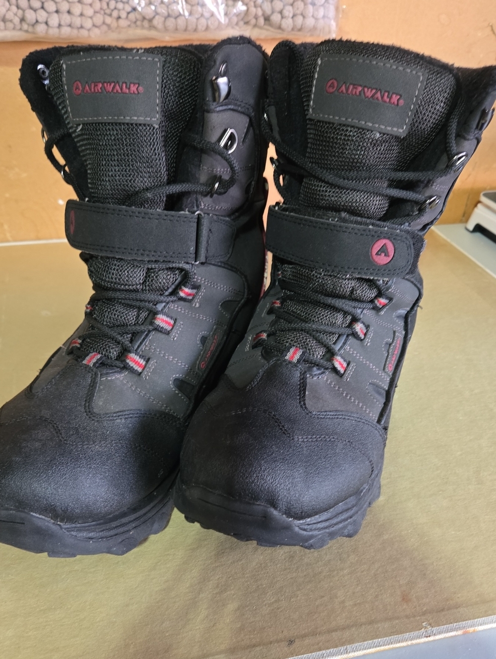 Airwalk Black Tactical Lace-Up Boots with Red Accents